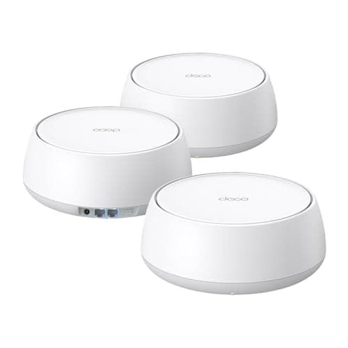 TP-Link Deco BE25 Dual-Band BE5000 WiFi 7 Mesh Wi-Fi System | 4-Stream 5 Gbps, 240 Mhz | Covers up to 6,600 Sq.Ft | 2X 2.5G Ports Wired Backhaul | VPN,MLO, AI-Roaming, HomeShield, 3-Pack