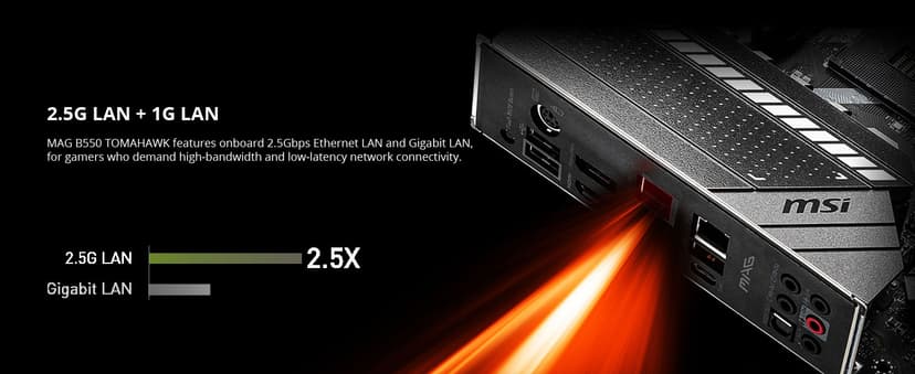 MSI MAG B550 TOMAHAWK Gaming Motherboard (AMD AM4, DDR4, PCIe 4.0, SATA 6Gb/s, M.2, USB 3.2 Gen 2, HDMI/DP, ATX, AMD Ryzen 5000 Series processors)