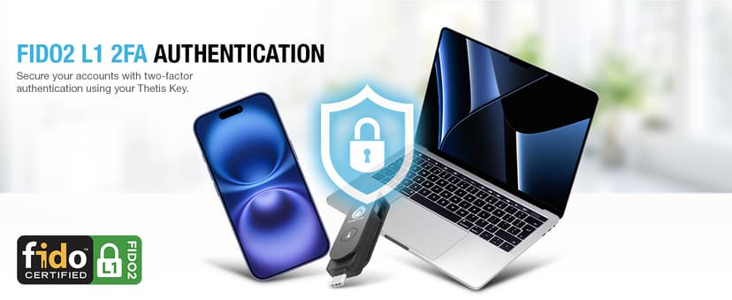 Thetis Pro FIDO2 Security Key, Two Factor Authentication NFC Security Key FIDO 2.0, Dual USB A Ports & Type C for Multi layered Protection (HOTP) in Windows/MacOS/Linux, Gmail, Facebook,Dropbox,Github