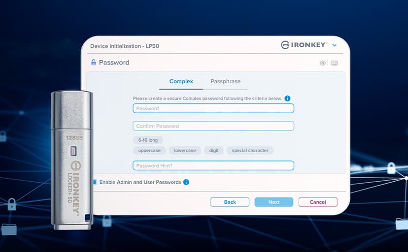 Kingston Ironkey Locker+ 50 64GB Encrypted USB Flash Drive | USB 3.2 Gen 1 | XTS-AES Protection & TAA Compliant | Multi-Password Security Options | Automatic Cloud Backup | Metal Casing | IKLP50/64GB