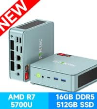 GMKtec Mini PC Intel N150(Turbo 3.6GHz) 12GB DDR5 256GB SSD Dual LAN, Desktop Mini Computer 4K Triple Display, WiFi6, BT5.2, Energy Efficient