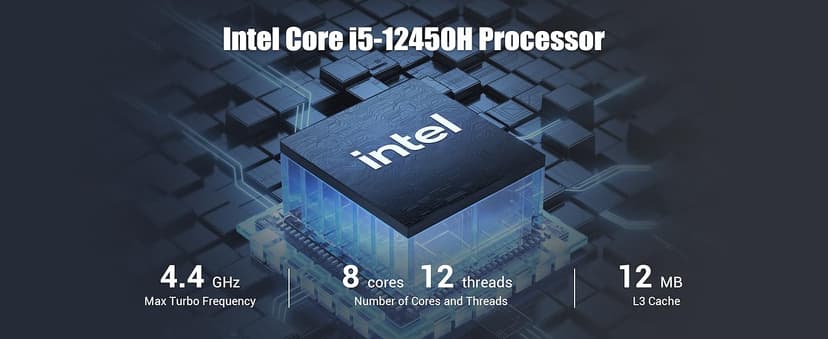 Beelink EQi12 Mini PC, Intel Core i5-12450H Processor (8C/12T, up to 4.4GHz), 16G DDR4 RAM 500GB M.2 2280 PCle 4.0x4 SSD, Mini Computer Support 4K@60Hz Dual Screen Display/WiFi6/BT5.2