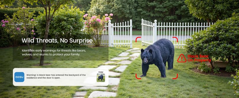 AOSU 4K Solar Security Cameras Wireless Outdoor, Expandable to 16TB (32GB Built-in) HomeCortex Home Security System + 6 Extra Solar Panel, AI Face Recognition & Behavior Detection, 6-Cam Kit