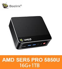Beelink Mini PC AMD Ryzen 7 5825U Up to 4.5GHz 8C/16T, SER5 PRO Mini Computer with 32GB DDR4 RAM 1TB M.2 SSD, Support 2.5GLAN/4K Triple Screen Display(HDMI+DP+Type-C)/WiFi6/BT5.2/Home/Office