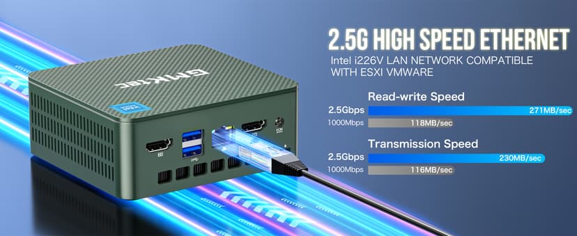 GMKtec Mini PC N150, G3 Plus Intel Twin Lake N150 (3.4GHz), 8GB DDR4 RAM 256GB PCIe M.2 SSD, Desktop Computer 4K Dual HDMI/USB3.2/WiFi 6/BT5.2/2.5G RJ45