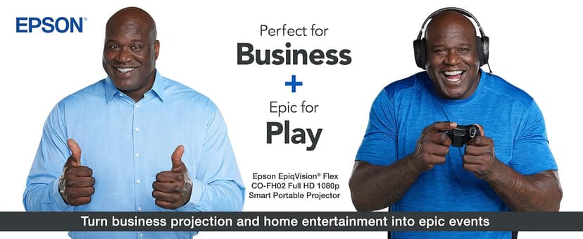 Epson EpiqVision Flex CO-FH02 Full HD 1080p Smart Streaming Portable Projector, 3-Chip 3LCD, 3,000 Lumen Color/White Brightness, Android TV, Bluetooth, 5W Speaker, Home Entertainment (Renewed)