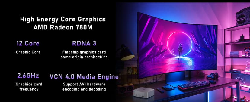 Beelink Mini PC, AMD Ryzen 7 8745HS(8C/16T, up to 4.9GHz), 24GB DDR5 RAM 1TB PCle4.0 SSD, SER8 Mini Computer Support 4K@144Hz, Tirple Display, HDMI+DP, WiFi6, BT5.2, USB4