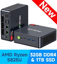 GMKtec Mini PC N150, G3 Plus Intel Twin Lake N150 (3.4GHz), 8GB DDR4 RAM 256GB PCIe M.2 SSD, Desktop Computer 4K Dual HDMI/USB3.2/WiFi 6/BT5.2/2.5G RJ45