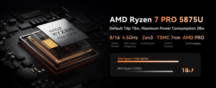 KAMRUI Mini PC with AMD Ryzen 7 PRO 5875U, 16GB DDR4 512GB M.2 SSD Mini Computer, Mini Gaming PC with USB Type-C, Desktop Computer Supports Triple 4K Display, WiFi 6, BT 5.2