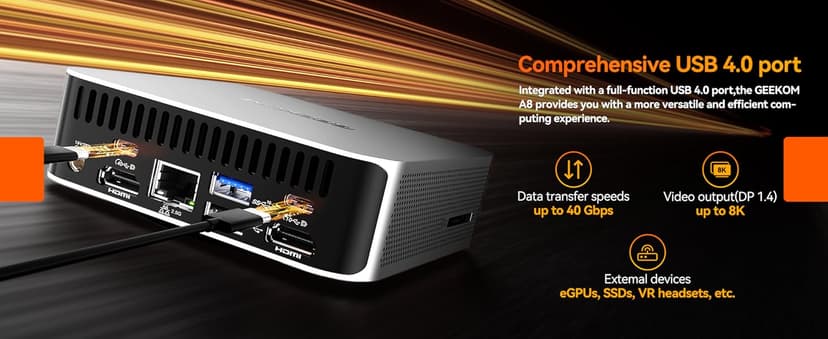 GEEKOM A8 AI Mini PC, AMD Ryzen 9 8945HS (up to 5.2GHz) Mini Computers, 32GB DDR5 5600MHz RAM&2TB PCIe 4.0 SSD, Windows 11 Pro Mini Desktop, AMD Ryzen AI/Radeon 780M/WiFi 6E/BT5.2/USB4/8K/Quad Display