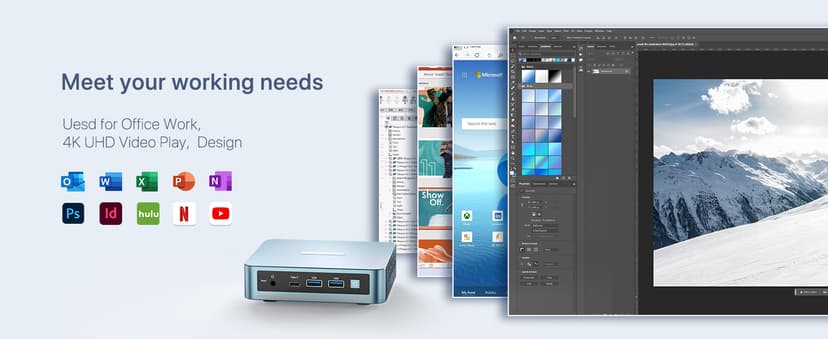 PELADN Mini PC, N95(up to 3.4GHz),16GB DDR4/512GB SSD,Type-C/Dual HD,Mini Desktop Computer,4K/60Hz Triple-Display USB3.0/WiFi 5/BT4.2 Mini Computers for Home Business