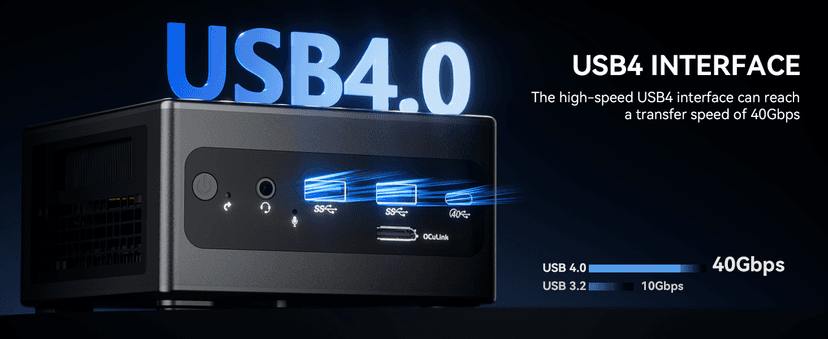 GEM10 Mini PC, AMD Ryzen 7 7840HS (8C/16T, up to 5.1GHz), 32GB RAM (6400MT/S) 1T SSD, Mini Computer, NVME*3,OCULINK+USB4+HDMI2.1, WiFi 6 2.5G LAN 8K Triple Display