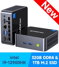 GMKtec Mini Desktop Computer, M3 Intel Core i5 12450H (8C/12T, up to 4.40GHz) Mini PC 16GB DDR4 (8GB*2) 512GB SSD, 2X HDMI 4K, 4X USB 3.2, USB-C, WiFi 6, BT 5.2, RJ45 2.5G Black