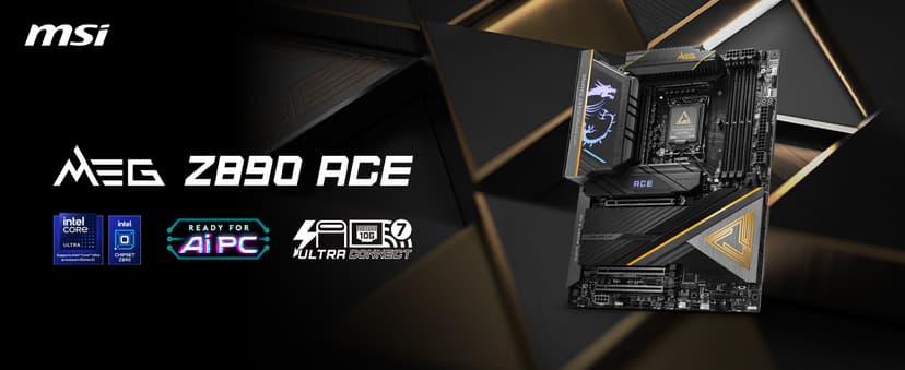 MSI MEG Z890 ACE Gaming Motherboard (Support Core Ultra Series 2 Intel Processors, LGA 1851, DDR5, PCIe 5.0, M.2, SATA, 10Gbps LAN, USB Type-C, Wi-Fi 7, Bluetooth 5.4, Thunderbolt 4, ATX)