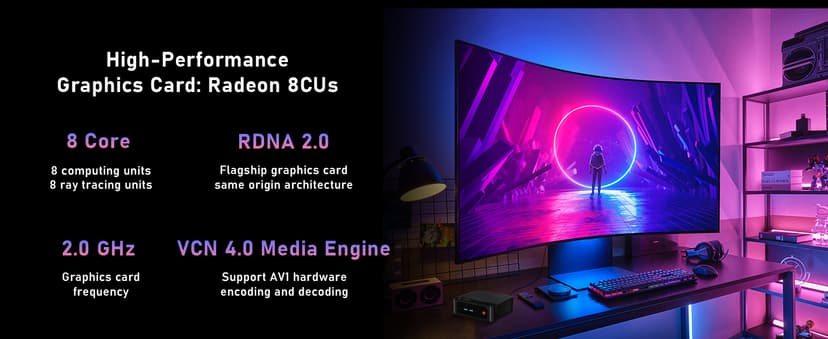 Beelink SER5 Pro Mini PC, AMD Ryzen 7 5825U(8C/16T, up to 4.5GHz), 32GB DDR4 RAM 500GB PCle3.0 SSD, SER5 Mini Computer Support 4K@60Hz Triple Display, WiFi6, BT5.2, DP+HDMI, Type-C