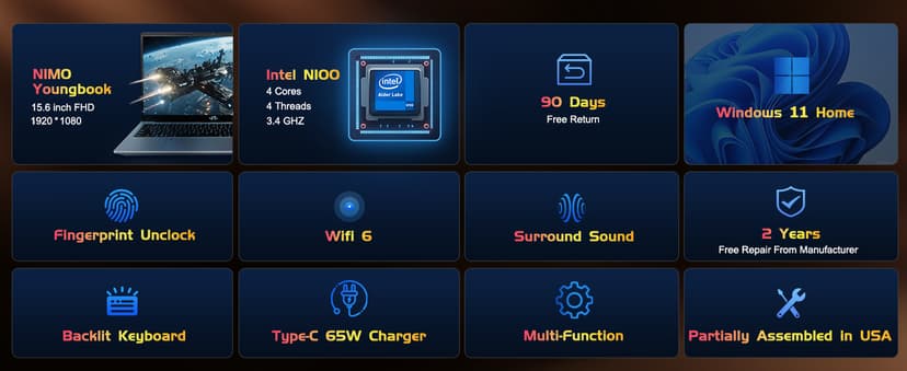 NIMO 15.6 FHD Student Laptop, 16GB RAM, 1TB SSD, Intel Pentium Quad-Core N100(Beat to i3-1115G4, Up to 3.4GHz), 2 Years Warranty, Backlit Keyboard, Fingerprint, Win 11, Rose Gold