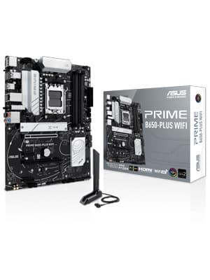 ASUS Prime B650-PLUS WiFi AMD B650 AM5 Ryzen™ Desktop 9000 8000 & 7000 ATX Motherboard, DDR5, PCIe 5.0 M.2, 2.5Gb LAN, WiFi 6E, HDMI™, SATA 6 Gbps, USB Type-C®, BIOS Flashback™, Thunderbolt™ 4 Header