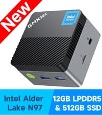 GMKtec Mini PC Intel N150(Turbo 3.6GHz) 12GB DDR5 256GB SSD Dual LAN, Desktop Mini Computer 4K Triple Display, WiFi6, BT5.2, Energy Efficient