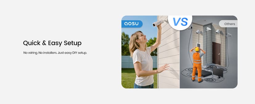 AOSU 4K Solar Security Cameras Wireless Outdoor, Expandable to 16TB (32GB Built-in) HomeCortex Home Security System + 6 Extra Solar Panel, AI Face Recognition & Behavior Detection, 6-Cam Kit