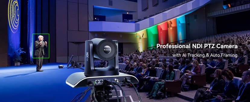 Tenveo AI Auto Tracking NDI PTZ Camera 3G-SDI/HDMI/USB3.0/LAN PoE 30X Optical+8X Digital Zoom IP Live Streaming Camera, FHD 1080P 60FPS for Church Services Worship Large Events Live Broadcast