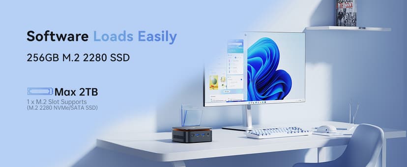 KAMRUI Mini PC Computer, Intel Processor N97 (up to 3.6 GHz), 16GB DDR4 RAM 256GB M.2 SSD, Mini Desktop Computer Support Dual 4K, WiFi, Bluetooth, Ethernet, HTPC for Business, Education, Home