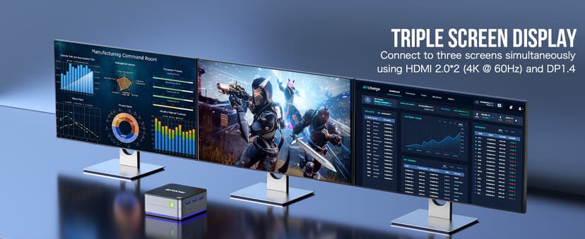 GMKtec Mini PC Intel N150(Turbo 3.6GHz) 12GB DDR5 256GB SSD Dual LAN, Desktop Mini Computer 4K Triple Display, WiFi6, BT5.2, Energy Efficient