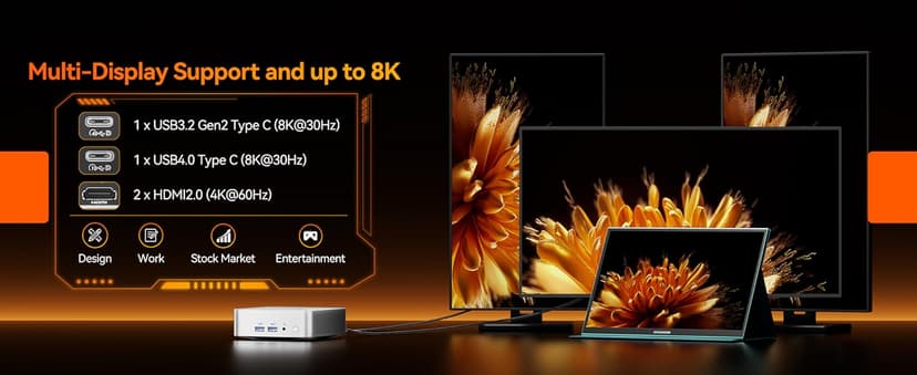 GEEKOM A8 AI Mini PC, AMD Ryzen 9 8945HS (up to 5.2GHz) Mini Computers, 32GB DDR5 5600MHz RAM&2TB PCIe 4.0 SSD, Windows 11 Pro Mini Desktop, AMD Ryzen AI/Radeon 780M/WiFi 6E/BT5.2/USB4/8K/Quad Display