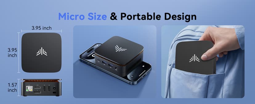 KAMRUI Mini PC, 16GB DDR4 RAM 512GB M.2 SSD, Mini Computer Intel Twin Lake N150 (Upgraded N100, 4 Cores, up to 3.6GHz), Desktop Computer Dual 4K, Ethernet, WiFi, Bluetooth for Business, Office, Home