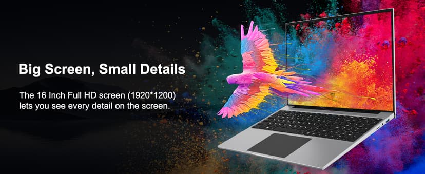 jumper 16 Inch Laptop, 4-Core N95 Processor, Up to 3.4Ghz, 16GB RAM, 640GB Storage,1200p FHD IPS Display, Windows 11 Computer, Office 365 1-Year Subscription, WiFi-6, 38Wh Battery.