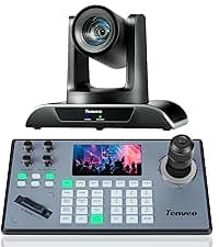 Tenveo AI Auto Tracking NDI PTZ Camera 3G-SDI/HDMI/USB3.0/LAN PoE 30X Optical+8X Digital Zoom IP Live Streaming Camera, FHD 1080P 60FPS for Church Services Worship Large Events Live Broadcast