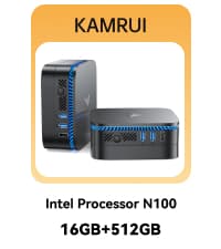KAMRUI Mini PC Computer, Intel Processor N97 (up to 3.6 GHz), 16GB DDR4 RAM 256GB M.2 SSD, Mini Desktop Computer Support Dual 4K, WiFi, Bluetooth, Ethernet, HTPC for Business, Education, Home