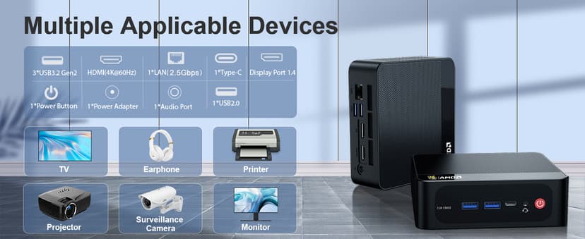 Beelink Mini PC AMD Ryzen 7 5825U Up to 4.5GHz 8C/16T, SER5 PRO Mini Computer with 32GB DDR4 RAM 1TB M.2 SSD, Support 2.5GLAN/4K Triple Screen Display(HDMI+DP+Type-C)/WiFi6/BT5.2/Home/Office