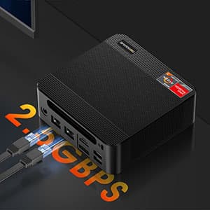 P4 Mini PC,AMD Ryzen 7 5700U(8C/16T, up to 4.3Ghz) 32GB DDR4 1TB NVMe SSD Mini Computers, Dual 2.5G LAN Ports, Dual NVMe Slots, Triple Display, WiFi 6, BT5.2