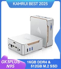 KAMRUI GK3Plus Mini PC, 16GB RAM 512GB M.2 SSD Mini Computers,12th Gen Alder Lake N95 (up to 3.4GHz) Micro PC, 2.5''SSD, Gigabit Ethernet,4K UHD,WiFi,BT,VESA/Home/Business Small pc