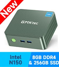 GMKtec Mini PC N150, G3 Plus Intel Twin Lake N150 (3.4GHz), 8GB DDR4 RAM 256GB PCIe M.2 SSD, Desktop Computer 4K Dual HDMI/USB3.2/WiFi 6/BT5.2/2.5G RJ45