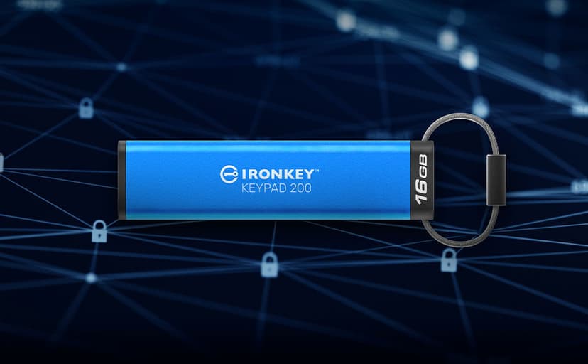 Kingston Ironkey Keypad 200 32GB Encrypted USB | Alphanumeric Keypad | Multi-Pin Access | XTS-AES 256-bit | FIPS 140-3 Level 3 Certified | Brute Force & BadUSB Protection | IKKP200/32GB,Blue