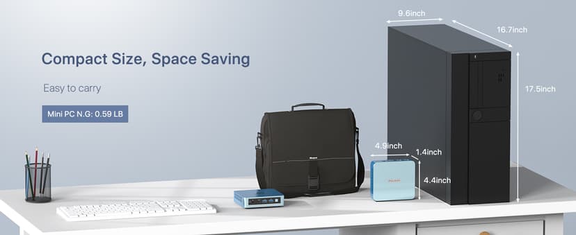 PELADN Mini PC, N95(up to 3.4GHz),16GB DDR4/512GB SSD,Type-C/Dual HD,Mini Desktop Computer,4K/60Hz Triple-Display USB3.0/WiFi 5/BT4.2 Mini Computers for Home Business