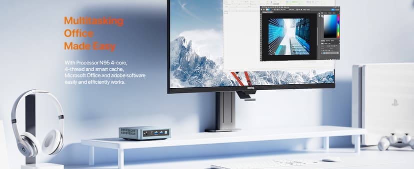 PELADN Mini PC, N95(up to 3.4GHz),16GB DDR4/512GB SSD,Type-C/Dual HD,Mini Desktop Computer,4K/60Hz Triple-Display USB3.0/WiFi 5/BT4.2 Mini Computers for Home Business