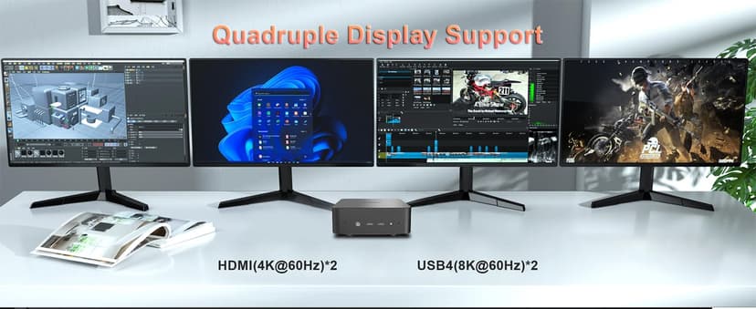 Reatan A9 Mini Gaming PC AMD Ryzen 9 7940HS 64GB DDR5 2TB SSD 5600 MHz RAM, Desktop Mini Computers, Radeon 780M Graphics, 2.5Gbps LAN, HDMI 2.1, 8K USB 4.0 Wi-Fi 6E/BT5.3