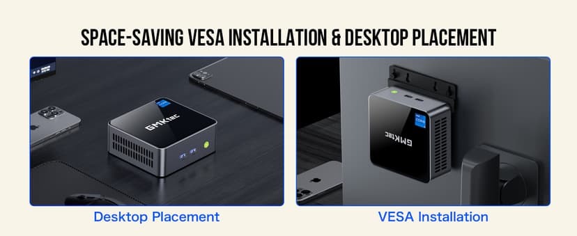 GMKtec Mini Desktop Computer, M3 Intel Core i5 12450H (8C/12T, up to 4.40GHz) Mini PC 16GB DDR4 (8GB*2) 512GB SSD, 2X HDMI 4K, 4X USB 3.2, USB-C, WiFi 6, BT 5.2, RJ45 2.5G Black