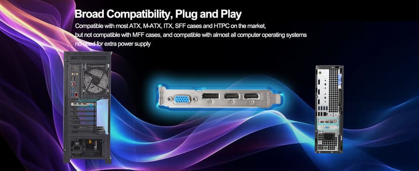 QTHREE GeForce GT 730 4GB DDR3 Low Profile Graphics Card, 2X HDMI, DP, VGA, PCI Express 2.0 x8,Gaming Video Card,Computer GPU for PC