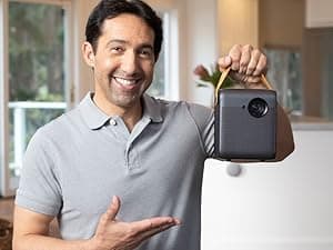 WEMAX Dice Outdoor Portable Projector, 3 Hours Battery, 700 ANSI Lumens Native 1080p, 4K Mini Movie Projector, Mobile Theater, WiFi Bluetooth HDMI USB, Dolby Audio DTS-HD, Auto Focus, Auto Keystone