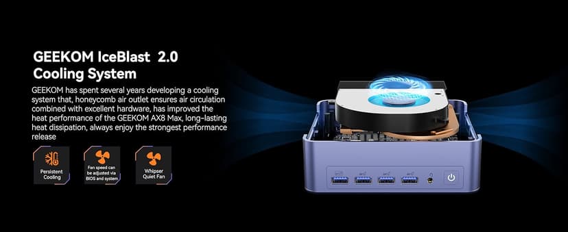 GEEKOM Mini PC AX8 Max, Dual 2.5G Lan AMD Ryzen 7 8745HS (Up to 4.9GHz, 3 Mode) Desktop Computers, Radeon 780M, 32GB DDR5 5600MHz RAM 1TB PCIe SSD, 2xUSB4/PD/WOL/8K 4 Display/Gaming/Business/Win11 Pro