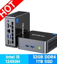 GMKtec Mini PC Intel N150(Turbo 3.6GHz) 12GB DDR5 256GB SSD Dual LAN, Desktop Mini Computer 4K Triple Display, WiFi6, BT5.2, Energy Efficient