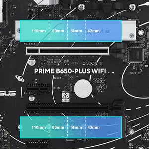 ASUS Prime B650-PLUS WiFi AMD B650 AM5 Ryzen™ Desktop 9000 8000 & 7000 ATX Motherboard, DDR5, PCIe 5.0 M.2, 2.5Gb LAN, WiFi 6E, HDMI™, SATA 6 Gbps, USB Type-C®, BIOS Flashback™, Thunderbolt™ 4 Header