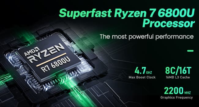 Beelink Mini PC, AMD Ryzen 7 6800U(up to 4.7GHz), 32GB LPDDR5 1TB PCIe4.0, Radeon 680M Graphics Triple 4K Display, Wi-Fi 6/BT5.2, Office Mini Desktop Computer