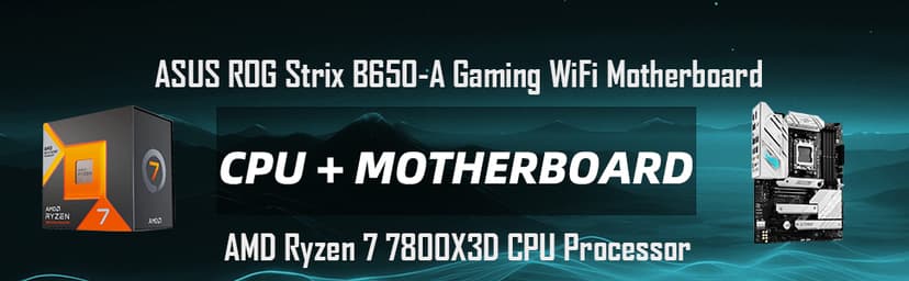 Micro Center CPU Motherboard Kit AMD Ryzen 7 7800X3D Unlocked Desktop Processor with ASUS ROG Strix B650-A Gaming WiFi 6E AM5 (LGA1718) Ryzen 7000 Gaming Motherboard