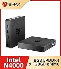 Bmax Mini PC B1 Pro Intel Gemini Lake N4000 (Up to 2.6GHz), 8GB LPDDR4 128GB eMMC Support M.2 SSD Expansion (512GB/2TB), 4K Dual Display 2.4G/5G WiFi & BT4.2 Mini Desktop Computer for Home/Office