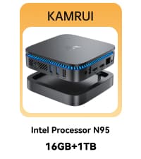 KAMRUI Mini PC Computer, Intel Processor N97 (up to 3.6 GHz), 16GB DDR4 RAM 256GB M.2 SSD, Mini Desktop Computer Support Dual 4K, WiFi, Bluetooth, Ethernet, HTPC for Business, Education, Home
