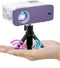 【360°Adjustable Stand & Auto Focus/Keystone】Mini Projector with WiFi and Bluetooth, 550ANSI Native 1080P Portable Outdoor Movie Projector, VOPLLS Home Projector 4K Support for HDMI/USB/Phone/PC(Black)